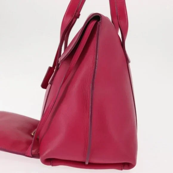 Salvatore Ferragamo Gancini Hand Bag Leather Pink Gold